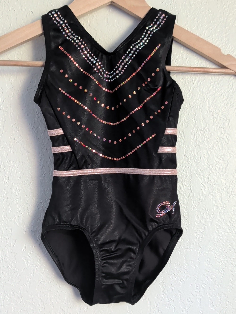 GK Black Sequin Tank Leotard With V Back CI